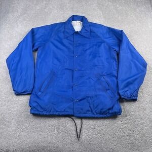 VINTAGE Mason Jacket Mens Medium Blue Warm Up Lined Satin Windbreaker‎ 80s Retro